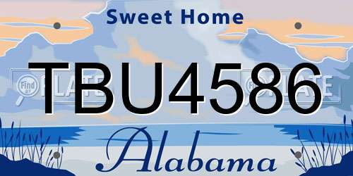 TBU4586 Alabama License Plate