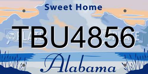 TBU4856 Alabama License Plate