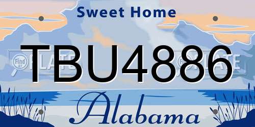 TBU4886 Alabama License Plate