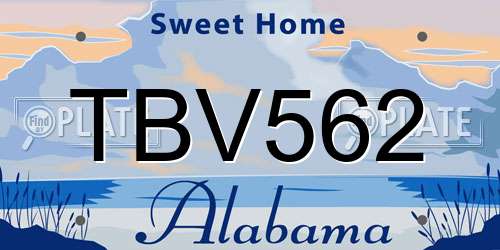 TBV562 Alabama License Plate