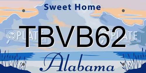 TBVB62 Alabama License Plate