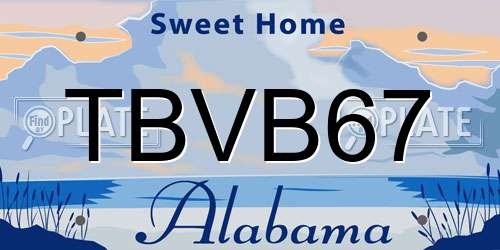 TBVB67 Alabama License Plate