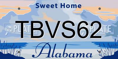 TBVS62 Alabama License Plate