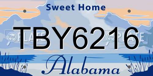 TBY6216 Alabama License Plate