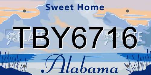 TBY6716 Alabama License Plate