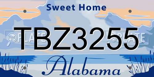 TBZ3255 Alabama License Plate