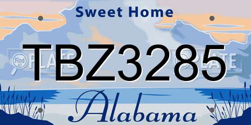 TBZ3285 Alabama License Plate
