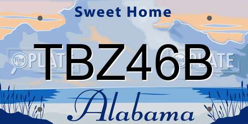 TBZ46B Alabama License Plate