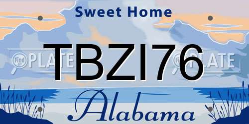 TBZI76 Alabama License Plate