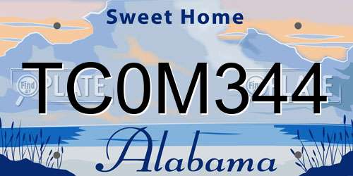 TC0M344 Alabama License Plate