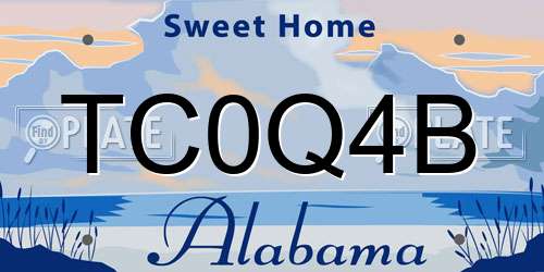 TC0Q4B Alabama License Plate