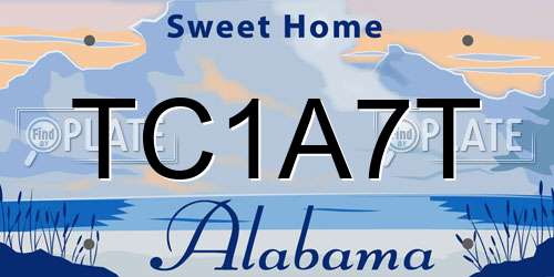 TC1A7T Alabama License Plate