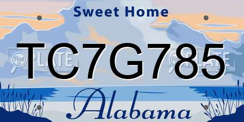 TC7G785 Alabama License Plate