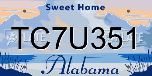 TC7U351 Alabama License Plate