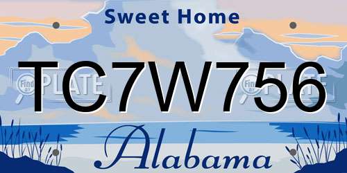 TC7W756 Alabama License Plate