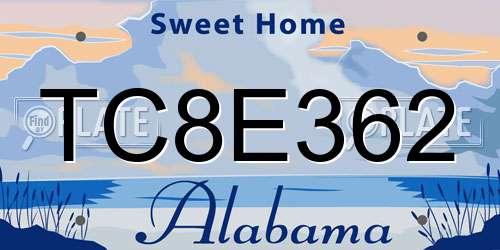 TC8E362 Alabama License Plate