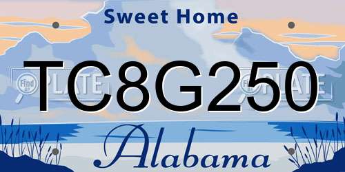TC8G250 Alabama License Plate
