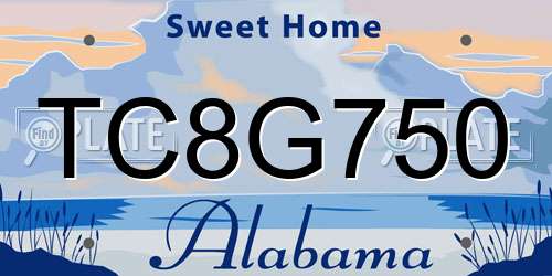 TC8G750 Alabama License Plate