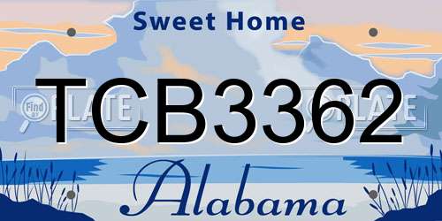 TCB3362 Alabama License Plate