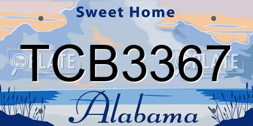 TCB3367 Alabama License Plate