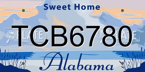 TCB6780 Alabama License Plate