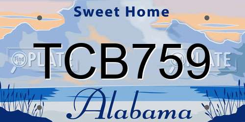 TCB759 Alabama License Plate