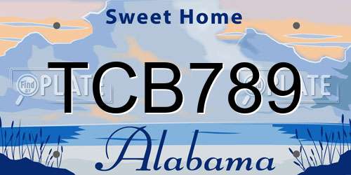 TCB789 Alabama License Plate