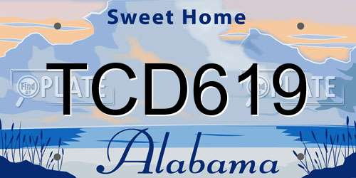 TCD619 Alabama License Plate