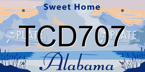 TCD707 Alabama License Plate