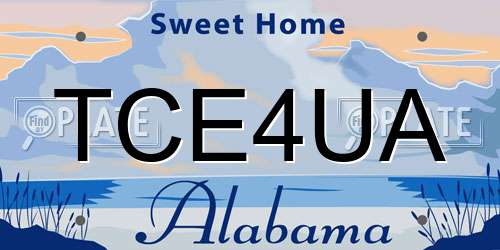 TCE4UA Alabama License Plate