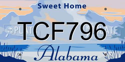 TCF796 Alabama License Plate