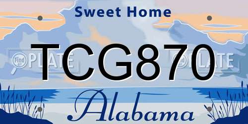 TCG870 Alabama License Plate