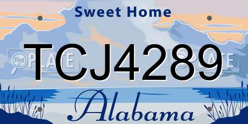 TCJ4289 Alabama License Plate