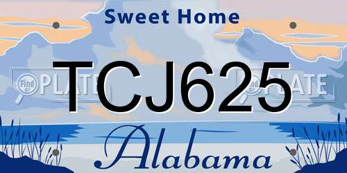 TCJ625 Alabama License Plate