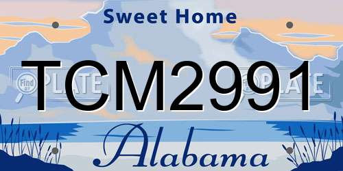 TCM2991 Alabama License Plate