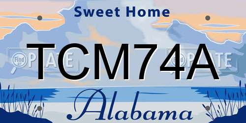 TCM74A Alabama License Plate
