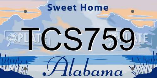TCS759 Alabama License Plate