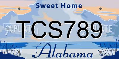 TCS789 Alabama License Plate