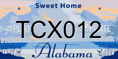 TCX012 Alabama License Plate