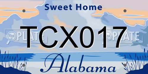 TCX017 Alabama License Plate