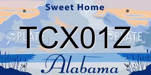 TCX01Z Alabama License Plate