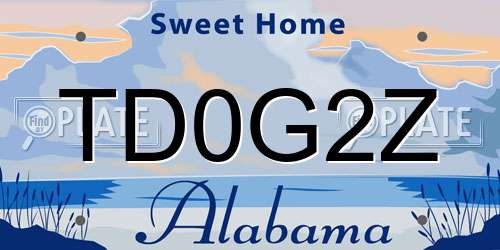 TD0G2Z Alabama License Plate