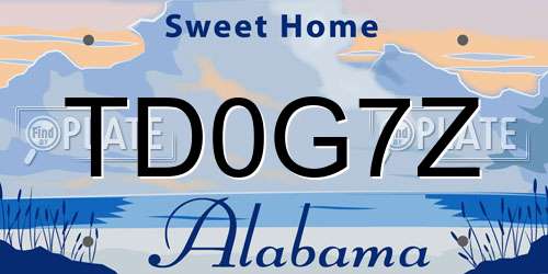 TD0G7Z Alabama License Plate