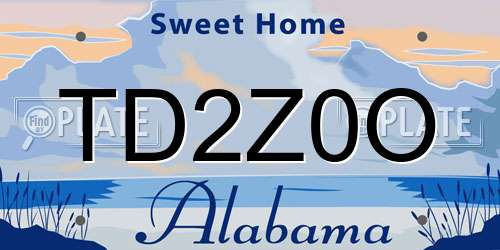 TD2Z0O Alabama License Plate