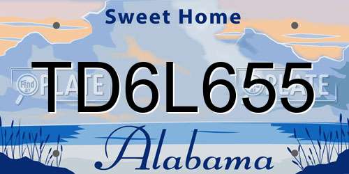 TD6L655 Alabama License Plate