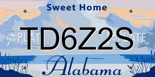 TD6Z2S Alabama License Plate