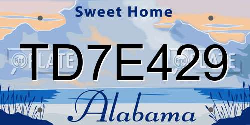 TD7E429 Alabama License Plate