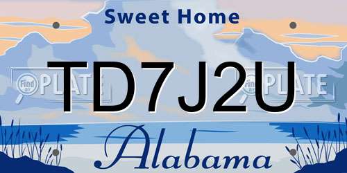 TD7J2U Alabama License Plate