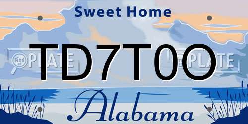 TD7T0O Alabama License Plate