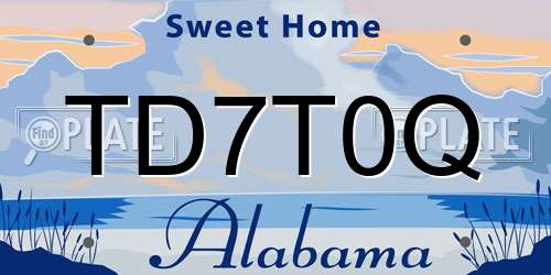 TD7T0Q Alabama License Plate